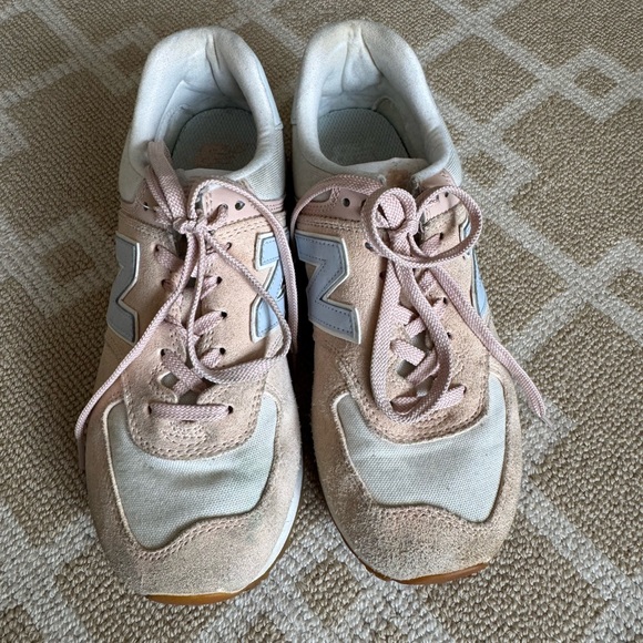New Balance 574 Sneakers Running Shoes Blush Pink Beige Light Blue WL574 Size 8 - Picture 9 of 10